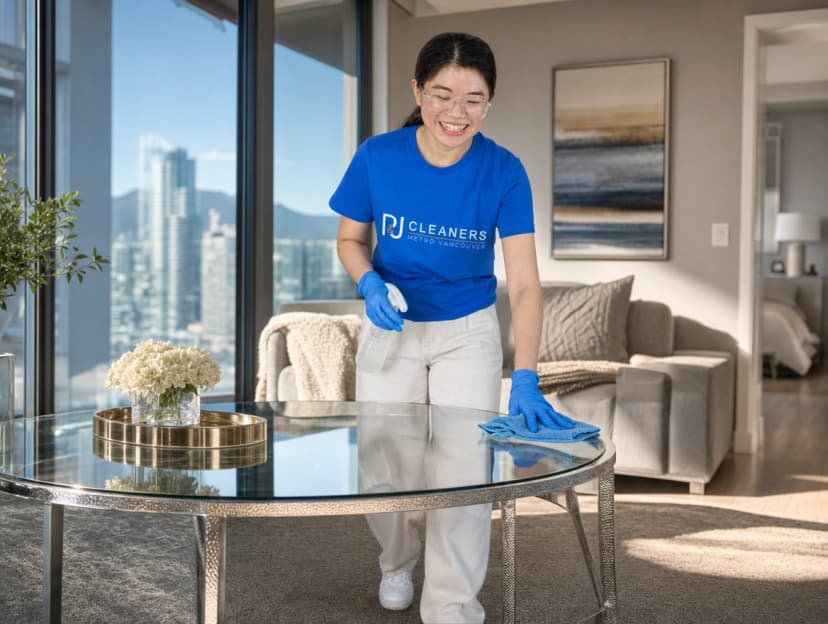 Professional cleaner demonstrating attention to detail